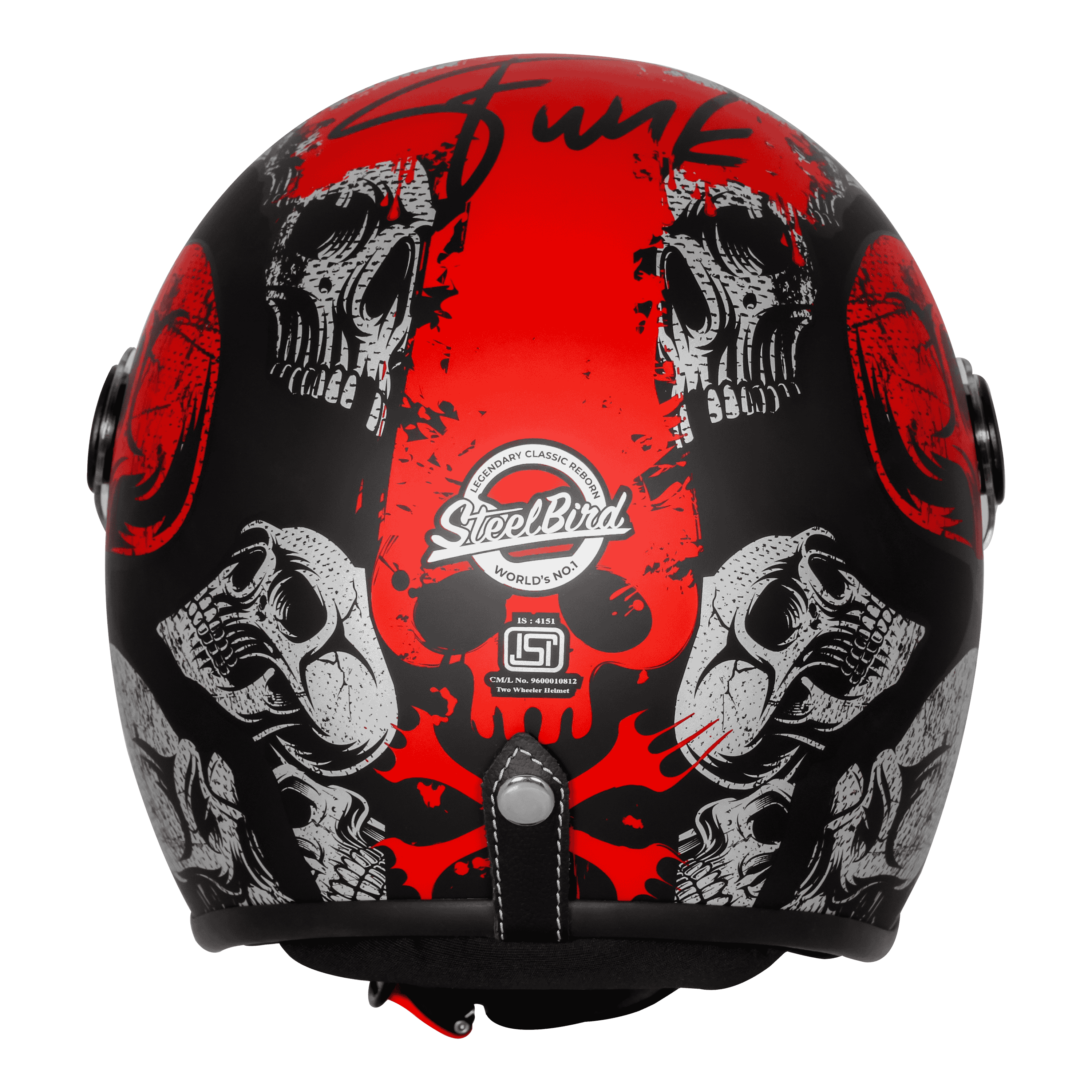 SBH-56 VINTAGE SKULL GLOSSY BLACK WITH RED